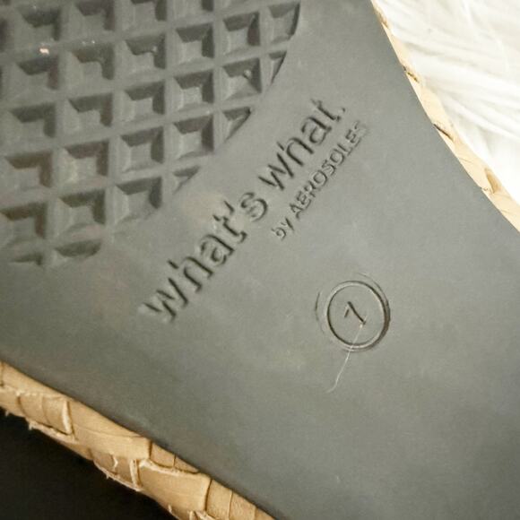 WHAT'S WHAT x AEROSOLES | Tan Woven Leather Square Toe Flats Mary Janes | Size 7 - Picture 5 of 8